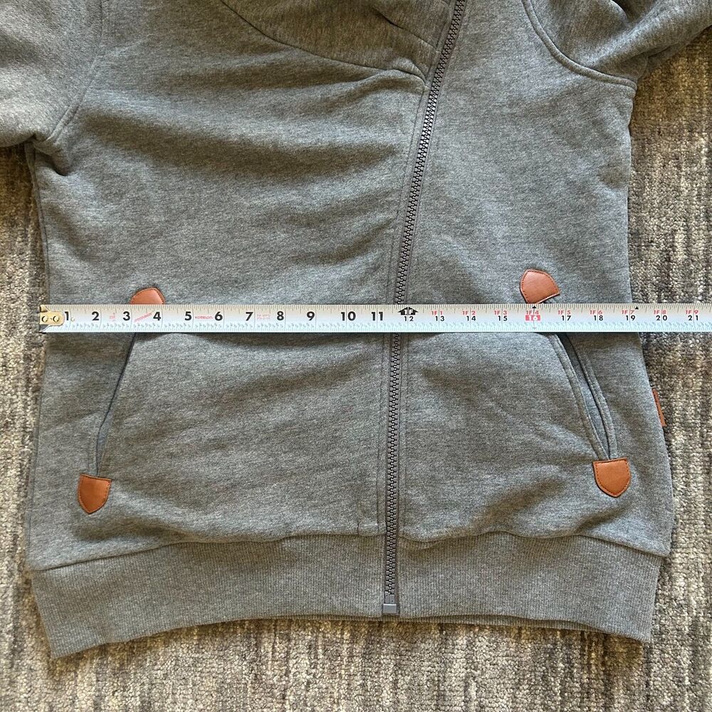 Wanakome Gray Funnel Neck Zip Hoodie with Rope Drawstrings - Picture 9 of 10